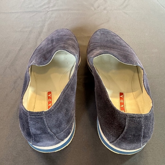Prada Navy Suede Loafer Shoes main image 4